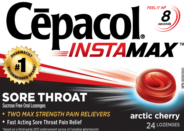 CEPACOL INSTAMAX Sore Throat Lozenges  Arctic Cherry  Sucrose Free Canada
